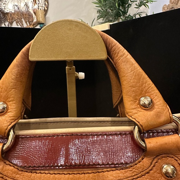 Celine Gorgeous Tan and Red Leather Satchel - Picture 5 of 16